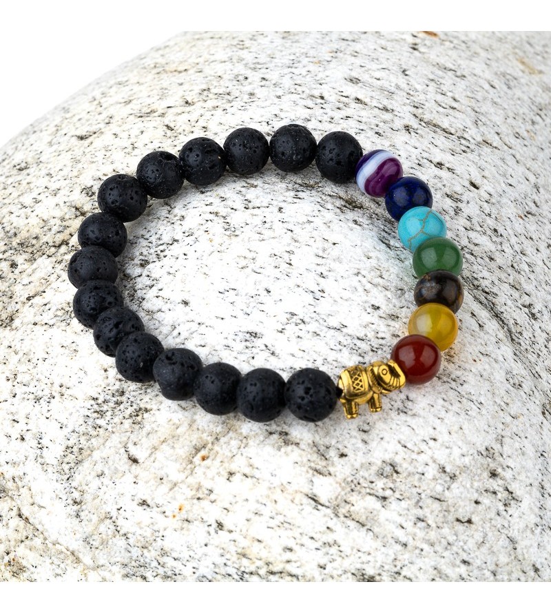 7 chakras and lava stone bracelet
