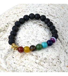 7 chakras et bracelet en pierre de lave