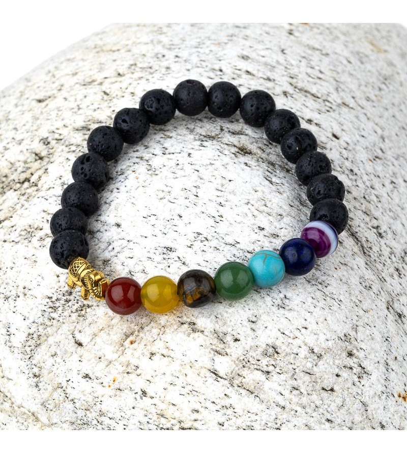 7 chakras and lava stone bracelet