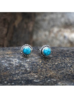 Vraies boucles d'oreilles turquoises