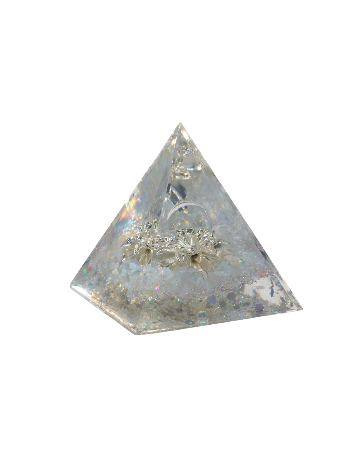 Piramide Orgonite con Cristallo di Rocca