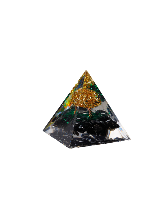 Piramide Orgonite con Ossidiana nera