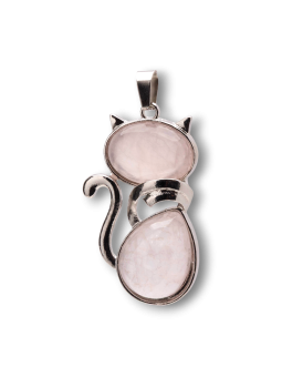 Pendentif de chat de quartz rose