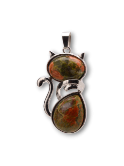 Ciondolo gatto in Unakite