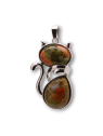 Katzenanhänger in Unakite